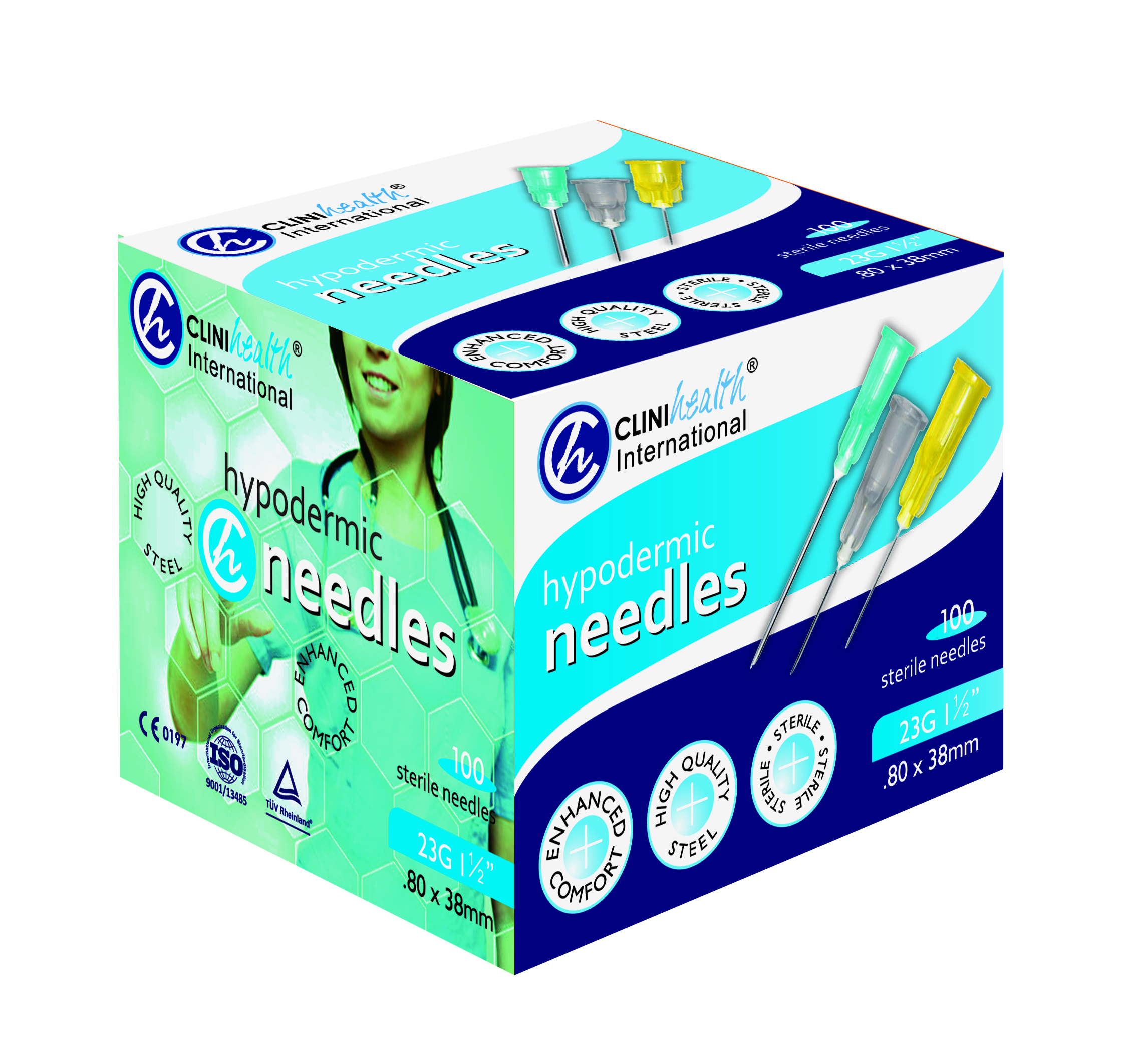 23G Needle NEW ARTWORK 2020 Needle 23G 1 &1/2" CliniHealth -100s - Image 1