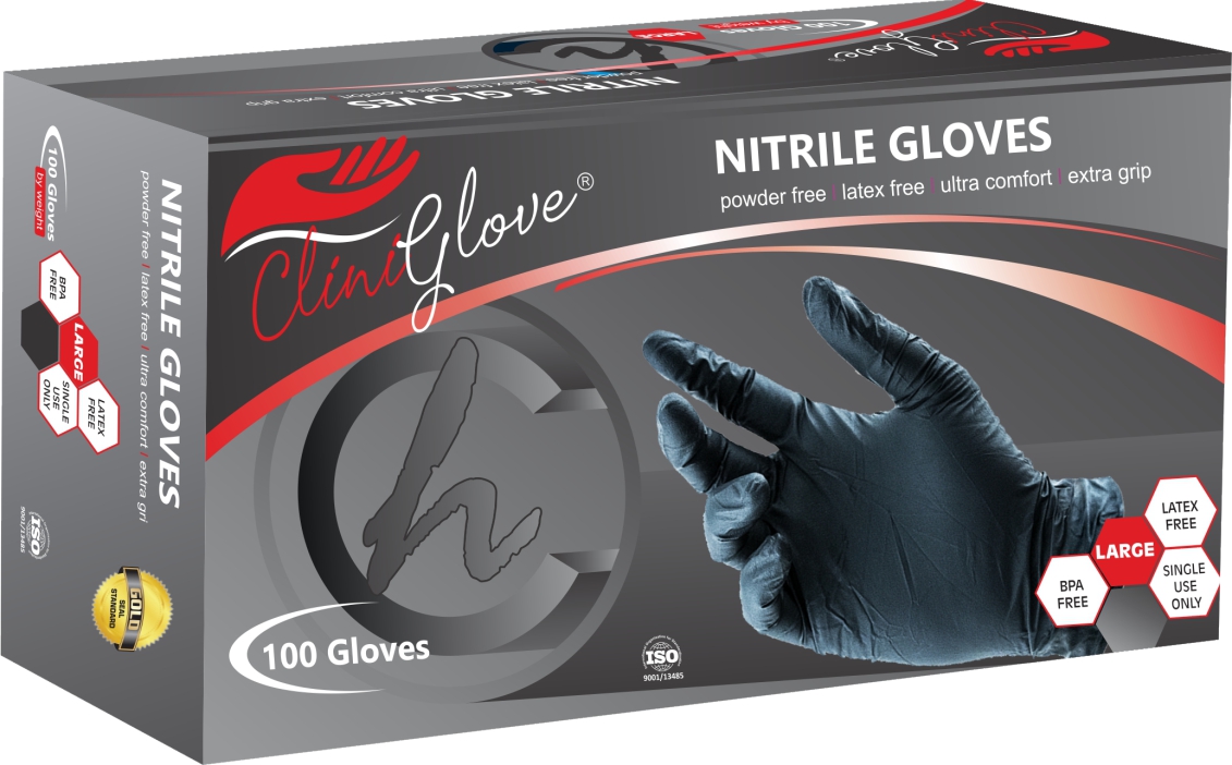 Black-Nitrile-Large.jpg Gloves Black Nitrile Powder Free 100s Large - Image 1
