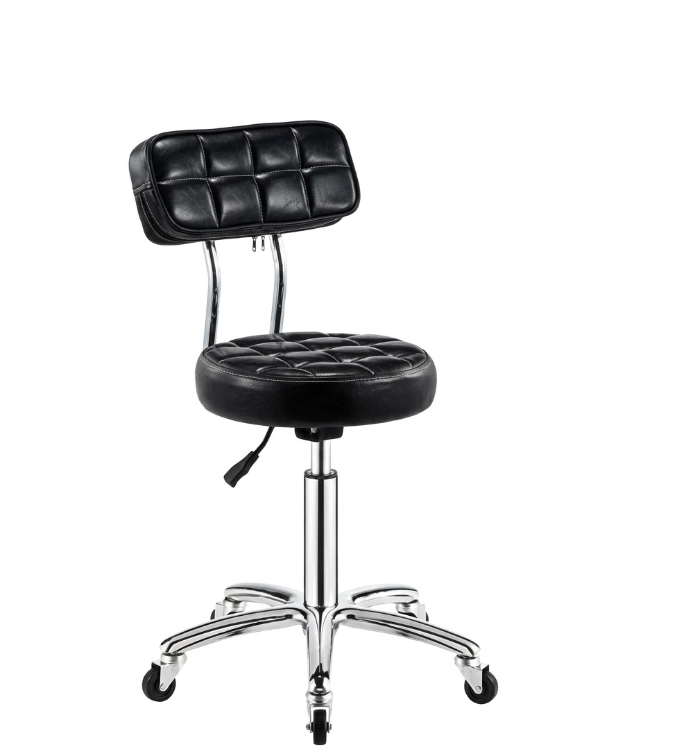 Chair-Nurses-Metal-Black-with-wheels.png Chair Nurses Metal Black with wheels - Image 1