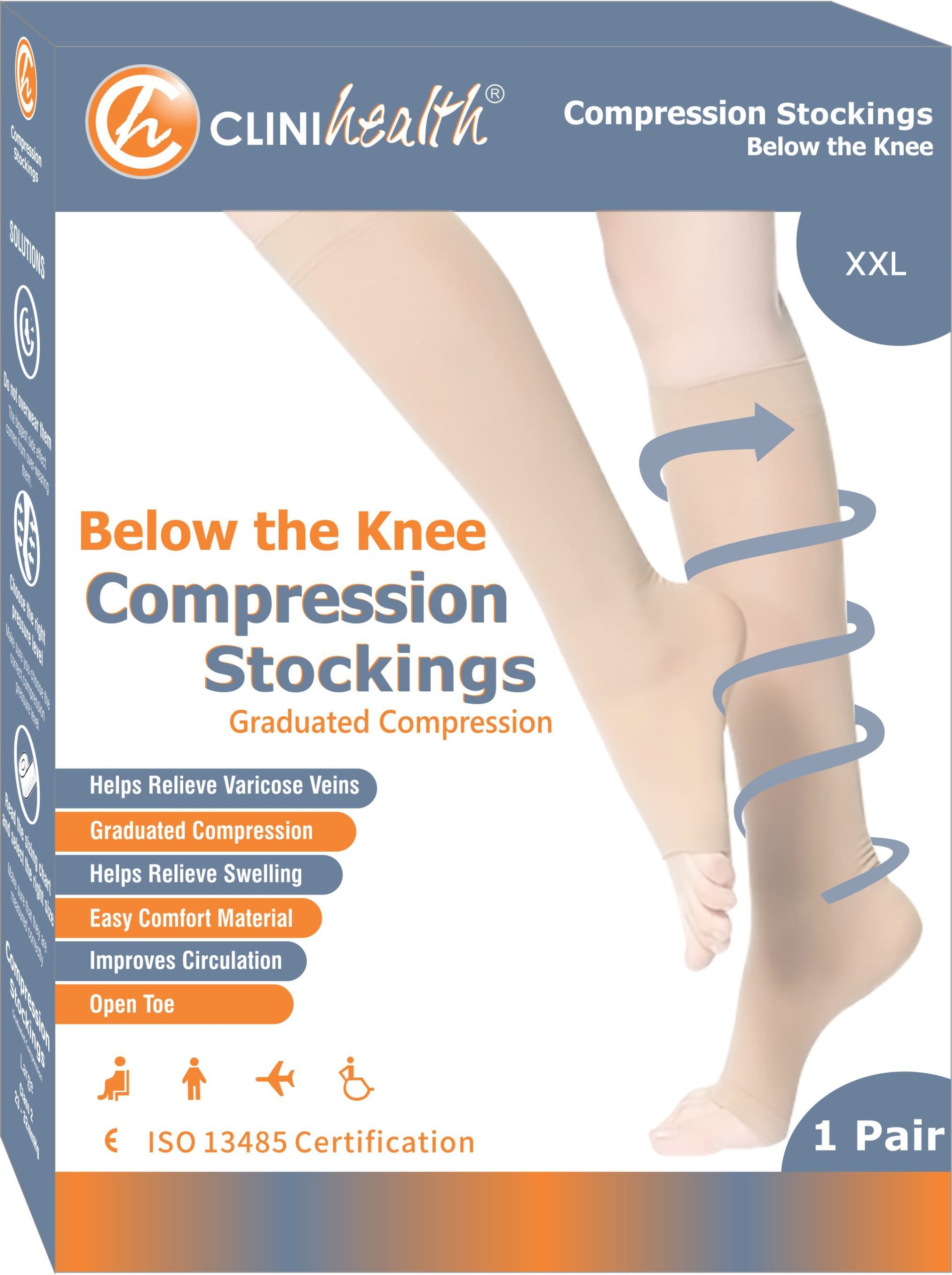 Compression-Stocking-Class-2-XXL-scaled-1.jpg Compression Stockings XXL Below the Knee Class 2 - Image 1