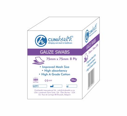 Gauze-75mm-New.jpg Gauze Swabs 75x75mm 8 ply CliniHealth - 100s - Image 1