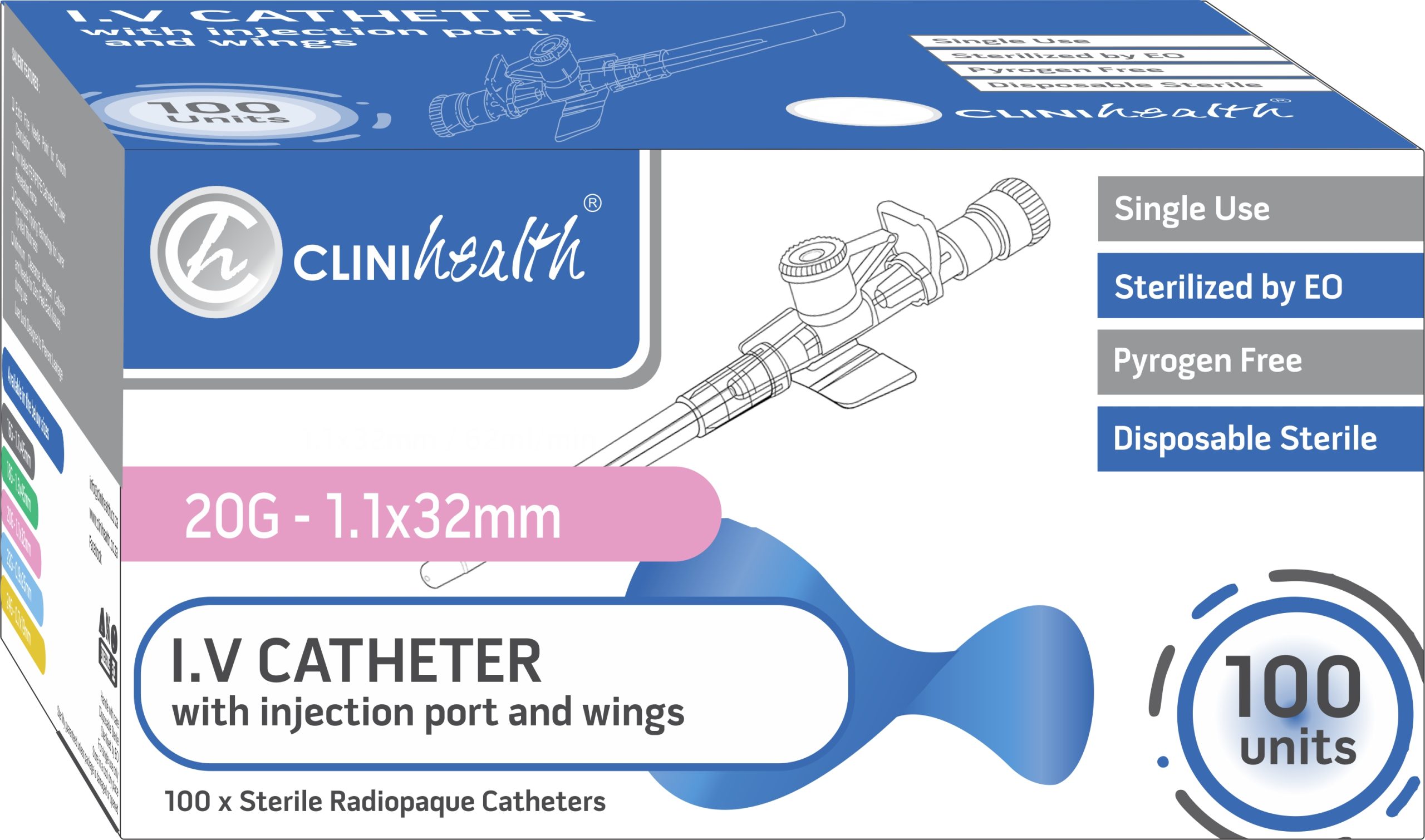 IVCPW20G1132CH-IV-Cath-20G-with-Port-and-Wings-scaled-1.jpg IV Catheter 20G with Injection port and wings - 100s - Image 1