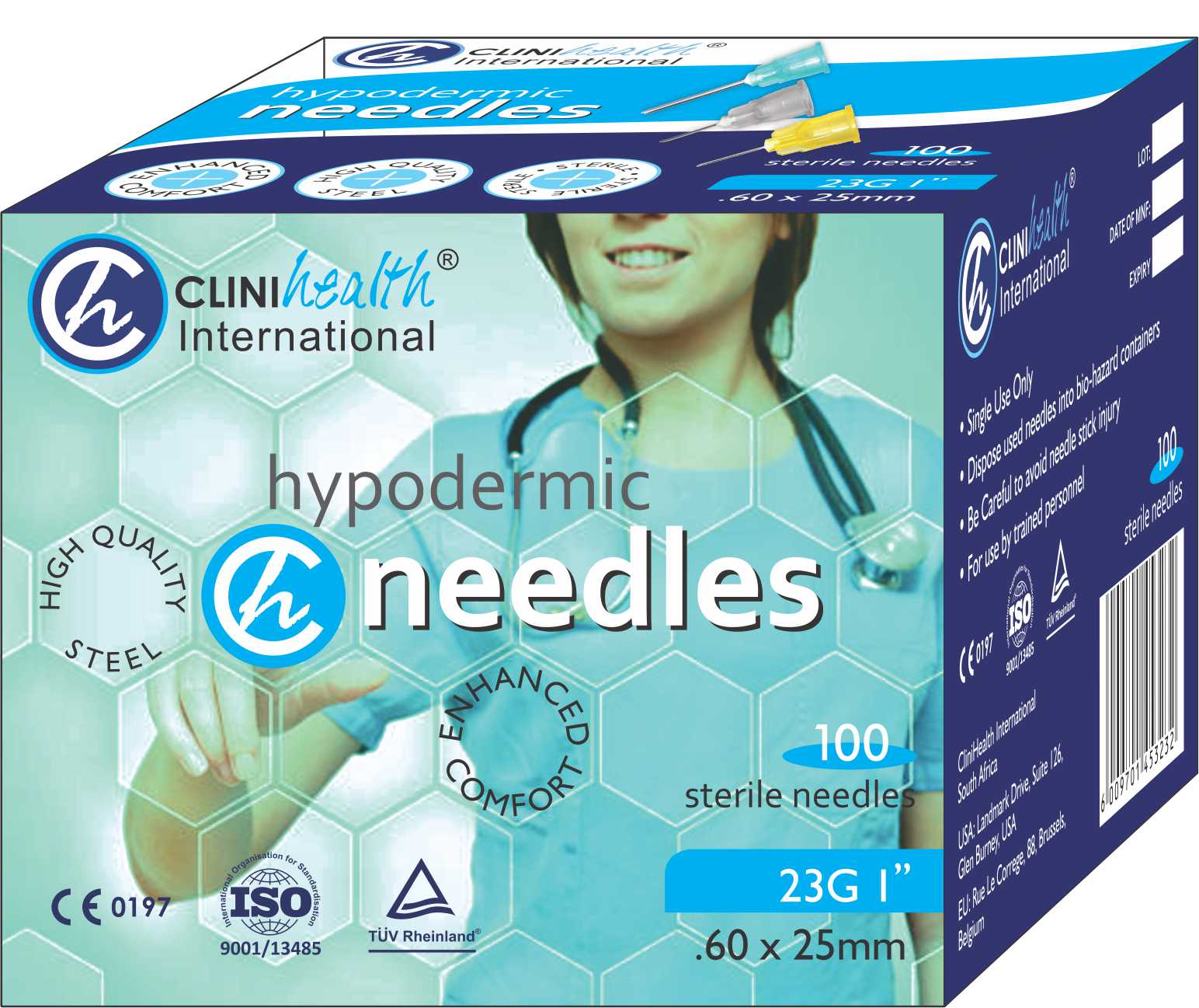 Needle-23Gx25mm-NDL23G6025CH.jpg Needle 23G 1" (.60X.25) CliniHealth -100s - Image 1